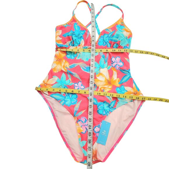 Cupshe Swimsuit Womens XL Pink Tropical Print Lace Up One-Piece Travel Beach - Picture 11 of 11